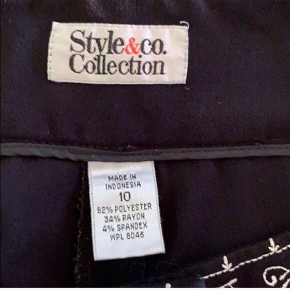 Style & Co. Black Pants Embroidered 10 Boho A15 - Picture 8 of 8